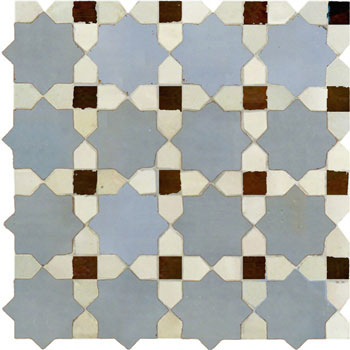 Mosaic House Moroccan tile Tanger C 17-1-19 White,   Sky Blue,   Brown,    solid zellige, mosaic, zellij, field, pattern, glaze, stars, classic 